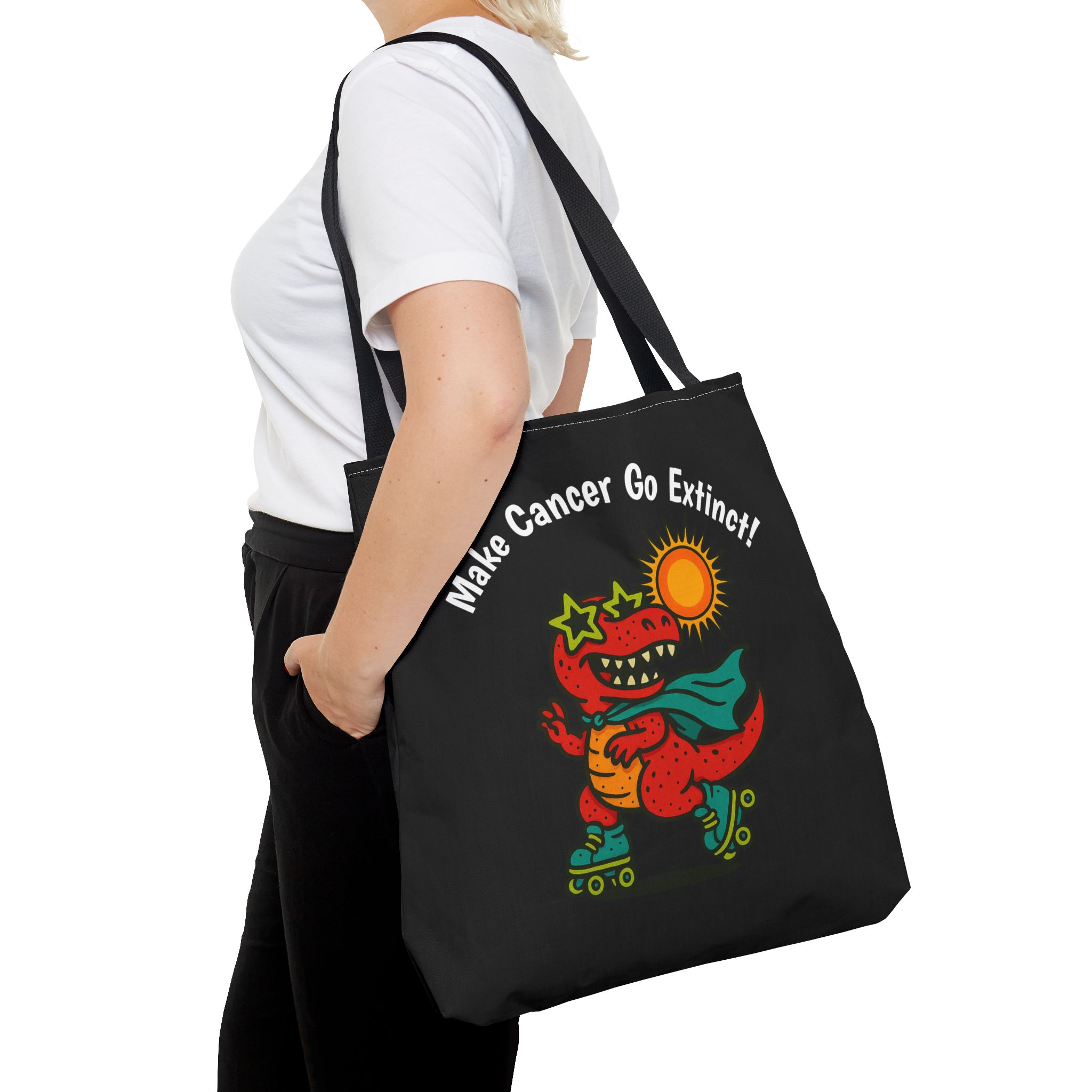 tote bag dinosaur make cancer go extinct
