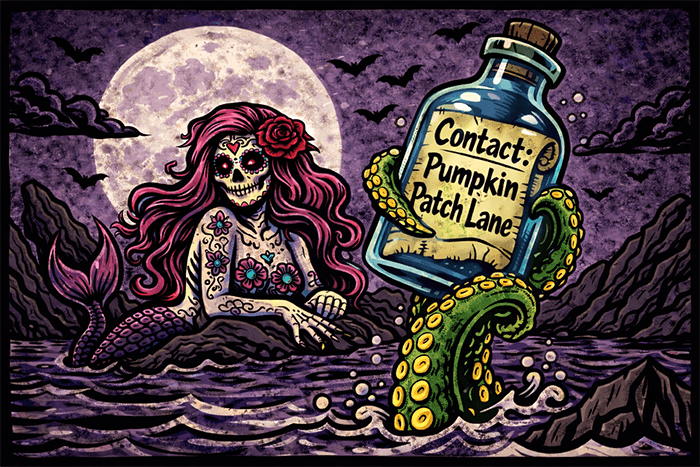 Mermaid Dia De Los muertos