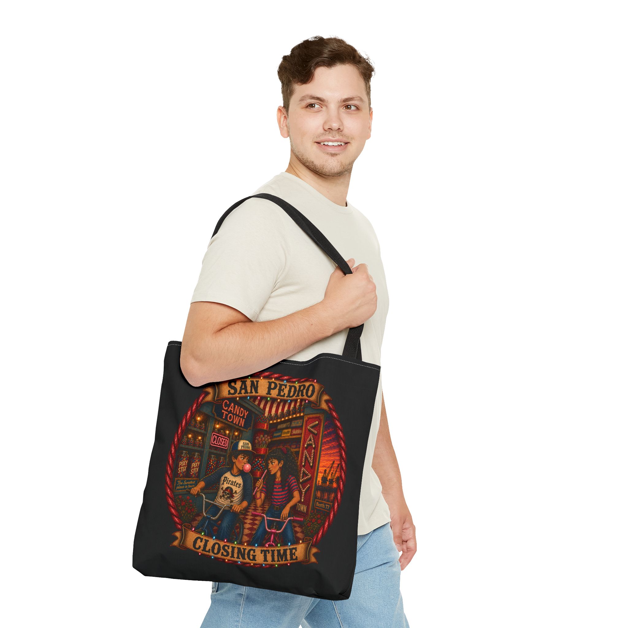 San Pedro Ports O'Call Candy Town Tote Bag (AOP) - Image 3
