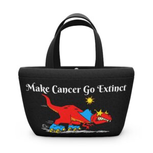 Skating Dino Make Cancer Go Extinct Art by James Muscarello Lunch Bag