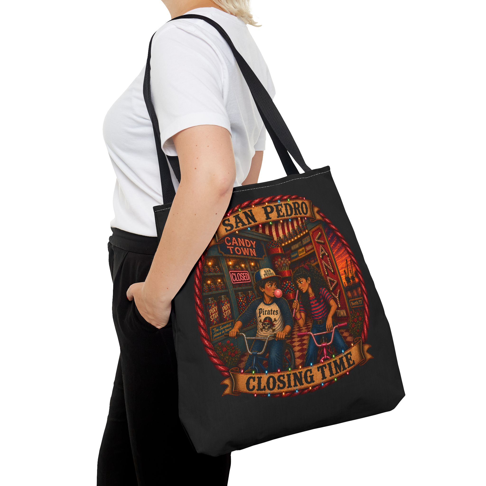 San Pedro Ports O'Call Candy Town Tote Bag (AOP) - Image 4